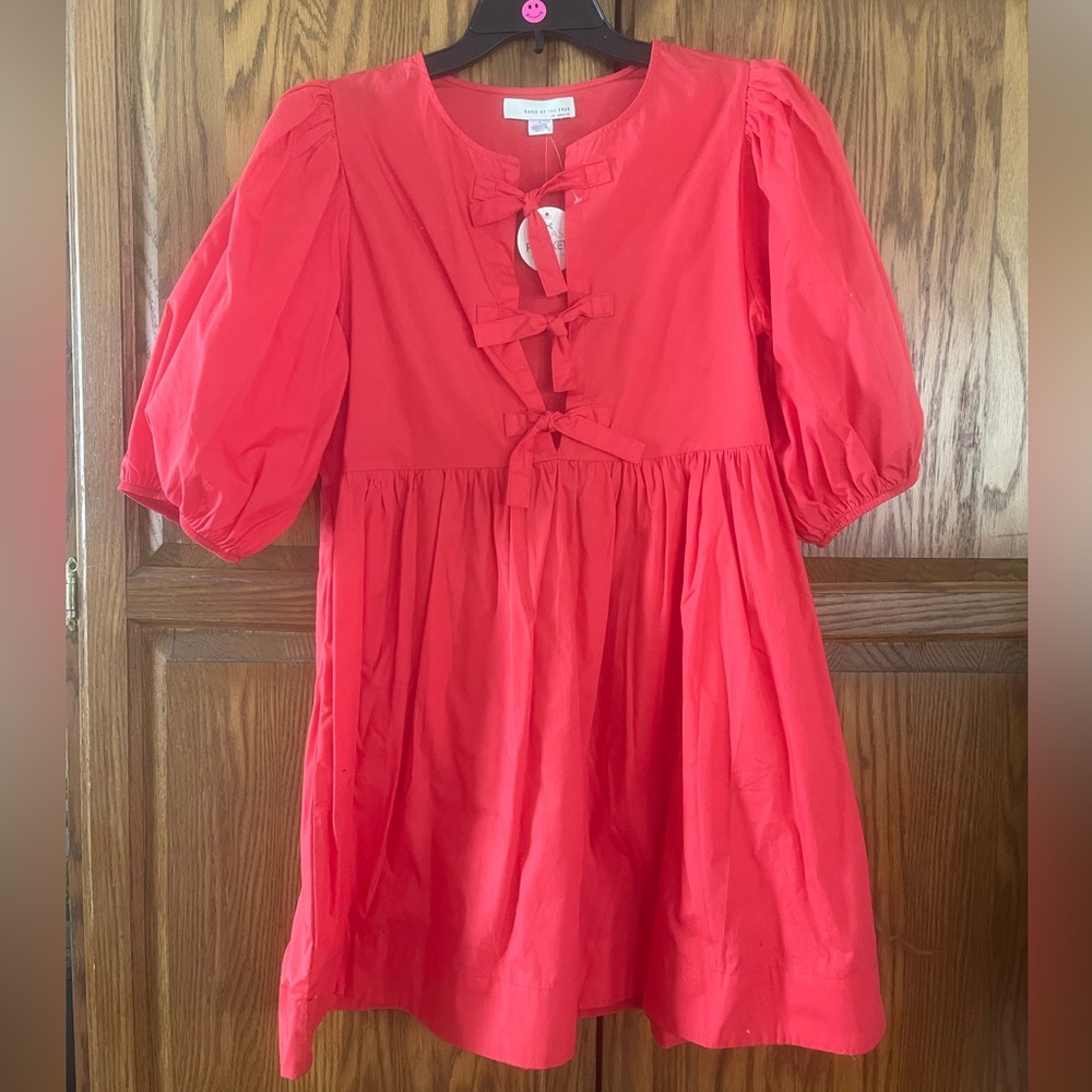 Chic Red Mini Dress with Bow Accents